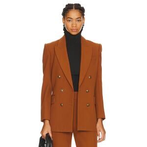 Frame Double Breasted Slim Blazer Jacket Brown Women's Size 0